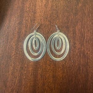 Sterling Silver 925 Triple Hoop Dangle Earrings